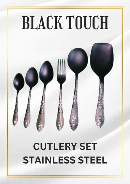 Stainless Steel Black Touch cutlery set