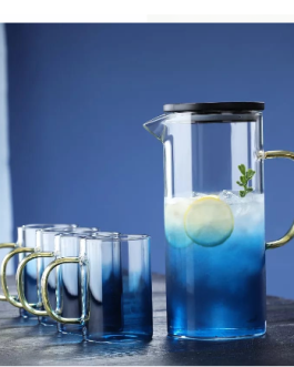 Luxury Blue Touch Water Glass Set Plain 7Pcs