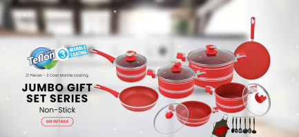 Jumbo Gift Set Series 21 Pcs Taflon Non Stick